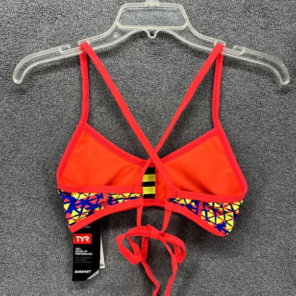 TYR Bikini Top Womens Large 10 12 Red Modena Pacific Tie back Swimwear - Picture 2 of 16